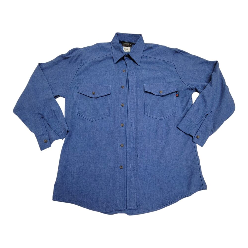 Workrite Benchmark FR Shirt Mens Medium 42 R Blue Nomex Flame Resistant USA